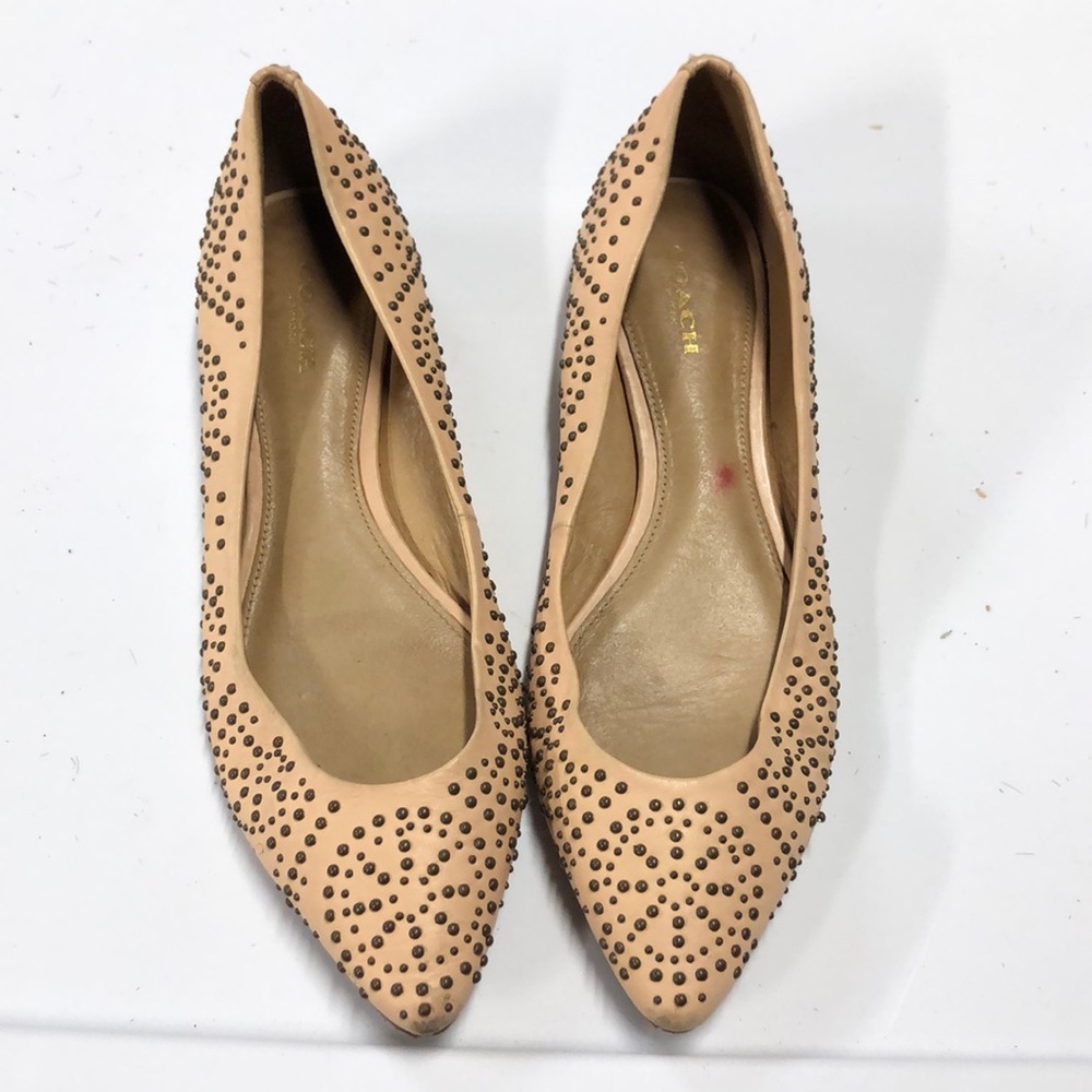 COACH Rory leather pink ballet flats